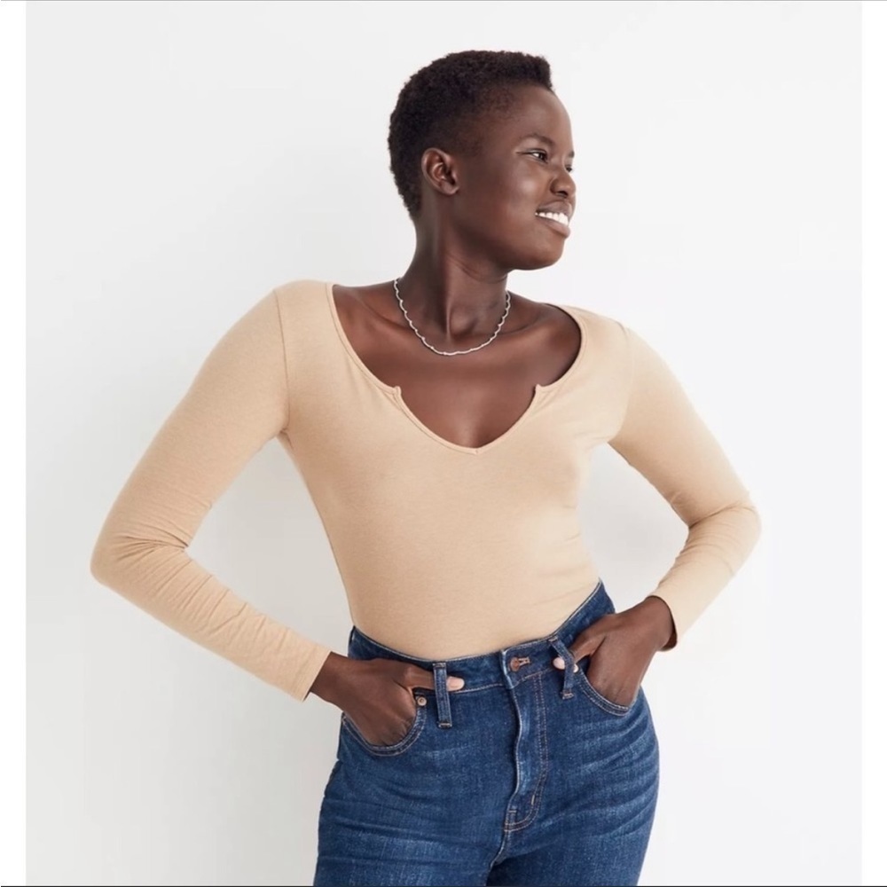 Madewell Pointelle Split Neck Bodysuit NWOT